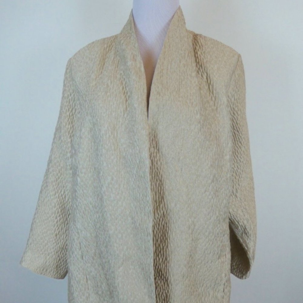 EILEEN FISHER Woman BEIGE SILK BLEND JACKET 2xl